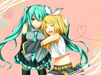 miku&rin best friend, rin, miku, anime, friends HD wallpaper