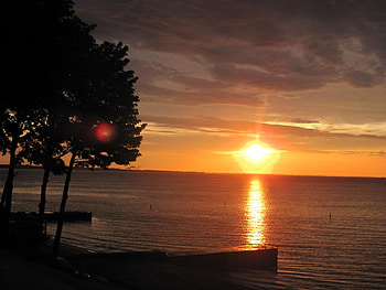 sunset at the dock, fishing, lake erie, nature, dock, water, lake, sunset HD wallpaper