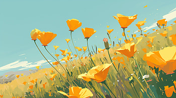 California Poppy Meadow, nature, flower, poppy, California Poppy, landscape HD wallpaper