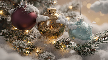 Frosted Baubles — Holiday Glow, Bauble, Christmas Ornaments HD wallpaper
