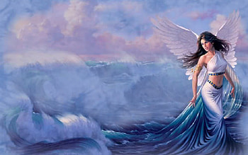 Beautiful Angel, sea, wings, white, waves, beautiful, angel HD wallpaper