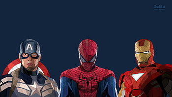 Spiderman Iron Man Captain America Low Poly Artwork, spiderman, iron-man, captain-america, artwork, behance, superheroes HD wallpaper