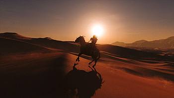 Desert Horse Sunset Genshin Impact HD wallpaper