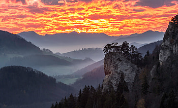 Nature, Sky, Mountains, Clouds, Dawn, Fog HD wallpaper