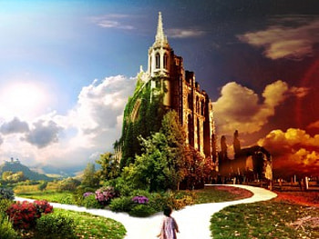 Left or Tight, castle, fantasy, 3d HD wallpaper