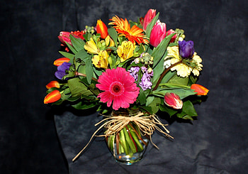 Flowers, Tulips, Gerberas, Alstroemeria, Bouquet, Composition HD wallpaper