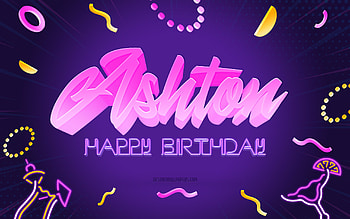 Happy Birtay Ashton, , Purple Party Background, Ashton, creative art, Happy Ashton birtay, Ashton name, Ashton Birtay, Birtay Party Background HD wallpaper