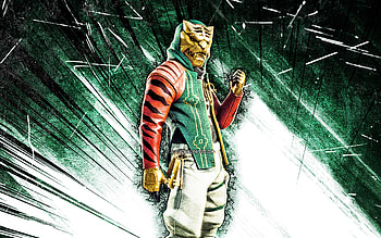 Masked Master Key, grunge art, Fortnite Battle Royale, Fortnite characters, green abstract rays, Masked Master Key Skin, Fortnite, Masked Master Key Fortnite HD wallpaper