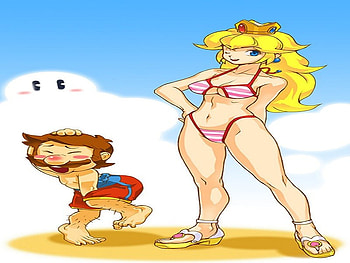 lucky man, videogame, mario, nintendo, girl, bikini, beach, video game, princess peach, women, female HD wallpaper
