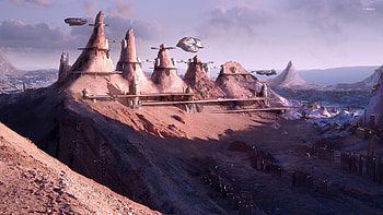 Futuristic city in the mountains jpg HD wallpaper