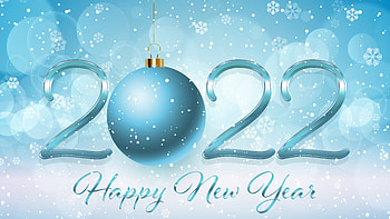 Blue 2022 Happy New Year Decoration Ball Snowflakes Bokeh Background 2022 HD wallpaper