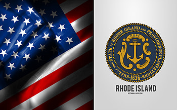 Seal of Rhode Island, USA Flag, Rhode Island emblem, Rhode Island coat of arms, Rhode Island badge, American flag, Rhode Island, USA HD wallpaper