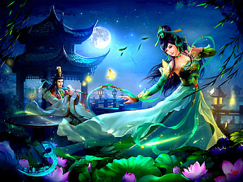 MOONLIGHT DANCE, Westward Journey 3, goddess, moon, beauty HD wallpaper