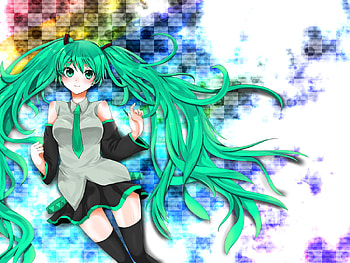 Hatsune Miku, colorful, awesome, cute, vocaloid, beauty, nice, miku, vocaloids, hatsune, thighhighs, aqua eyes, skirt, program, white, twintail, girl, aqua, beautiful, diva, tie, anime, pretty, aqua hair, cool, idol, virtual HD wallpaper