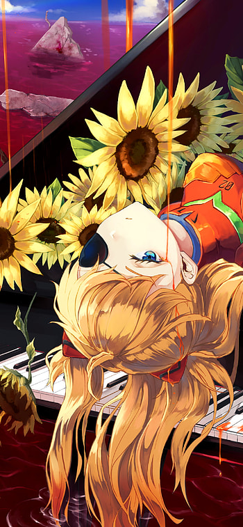 Asuka Langley Sohryu, Asuka Langley Sohryu, sunflower, Anime, Neon Genesis Evangelion HD phone wallpaper