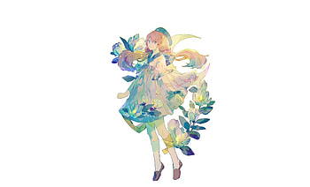 Minimal, artwork, original, cute, anime girl HD wallpaper