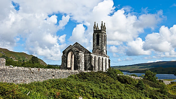 abandoned church in scotland, river, abandoned, stone, wall, sky, grass, church HD wallpaper