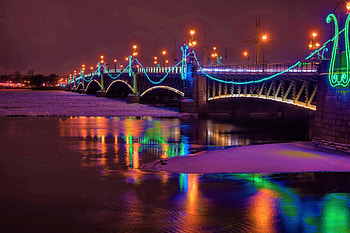 Lighted Bridge at Christmas, at, Christmas, Lighted, Bridge HD wallpaper