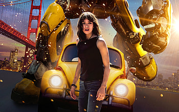 bumblebee, bridge, girl, car HD wallpaper