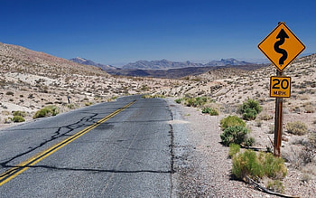 desert road, desert, grass, road, sign HD wallpaper