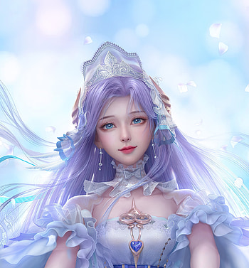 Game character, beautiful queen, anime, blue eyes HD phone wallpaper