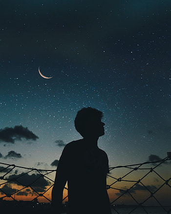 Dark, Silhouette, Starry Sky, Loneliness HD phone wallpaper