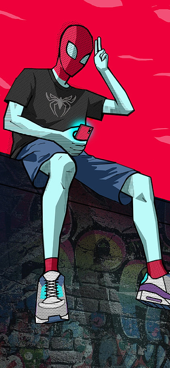 Spiderman, red, knee HD phone wallpaper