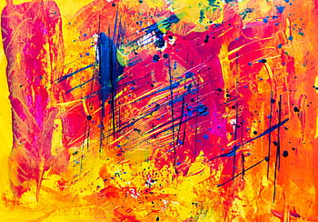 Energetic abstract art with bold colors and dynamic brushstrokes, perfect for modern design. HD wallpaper