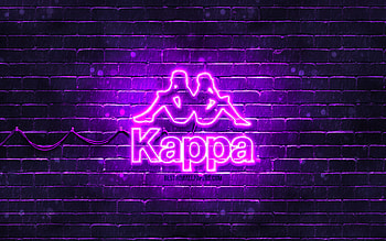 Kappa violet logo, , violet brickwall, Kappa logo, brands, Kappa neon logo, Kappa HD wallpaper