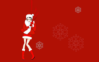 Christmas Girl, cartoon, anime, christmas, red, girl HD wallpaper