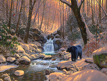 ★Snow Seasons★, winter, attractions in dreams, forests, paintings, rocks, streams, landscapes, love four seasons, wildlife, bear, animals, snow, trees, nature, xmas and new year HD wallpaper