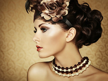 Beauty, jewel, model, flower, face, oleg gekman, girl, woman HD wallpaper