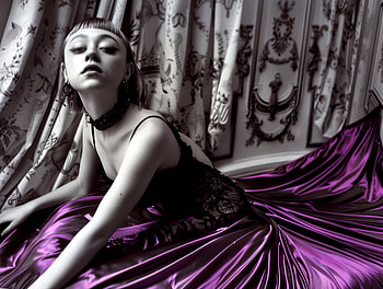 "Chloe", Digital artwork, woman, Abstract, portrait, purple, abstract purple HD wallpaper