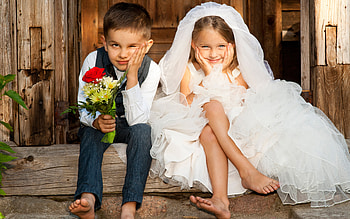 Bride and Groom, kids, wedding, bride, groom HD wallpaper