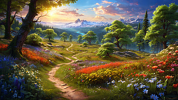 Spring Pathway: A Stunning Nature Landscape, spring, path, nature, landscape HD wallpaper