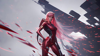 Zero Two Darling Cyber Warrior, darling-in-the-franxx, anime, artwork, digital-art, ai, artist, deviantart HD wallpaper