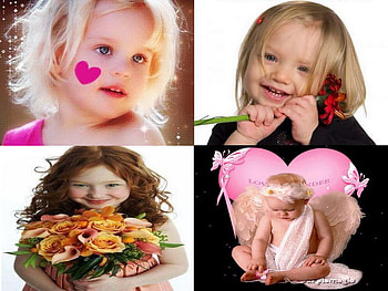 kids, pink, flower, baby, girls, angel, collage HD wallpaper