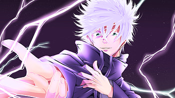 White Hair Blue Eyes Satoru Gojo With Purple Dress Jujutsu Kaisen HD wallpaper