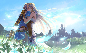 Link and Zelda, Hugs HD wallpaper