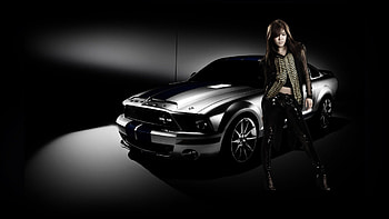 Ford With Model, Mustsang, Asian, Car, Babe HD wallpaper