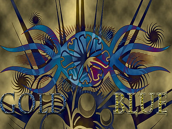 GOLD N BLUE, blue, colors, mixed, gold HD wallpaper