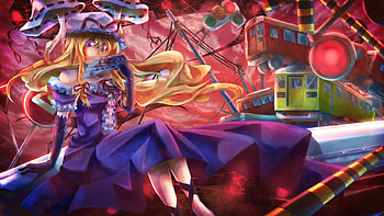 Touhou, hands, girl, train, long hair, dress, anime, sky, female HD wallpaper