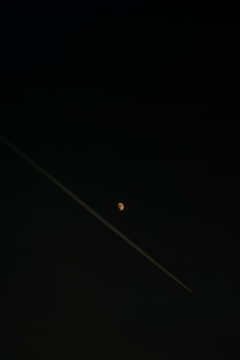 Sky, Moon, Plane, Airplane HD phone wallpaper