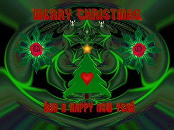 Green Christmas, eye candy, abstract, 3d, fractal, collage HD wallpaper