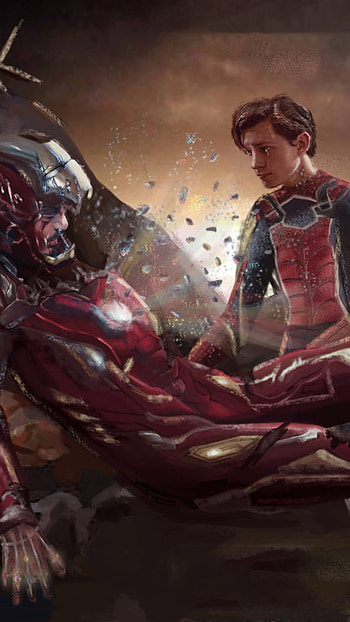 last day of stark, automotive lighting, death, spider man, iron man, amour HD phone wallpaper