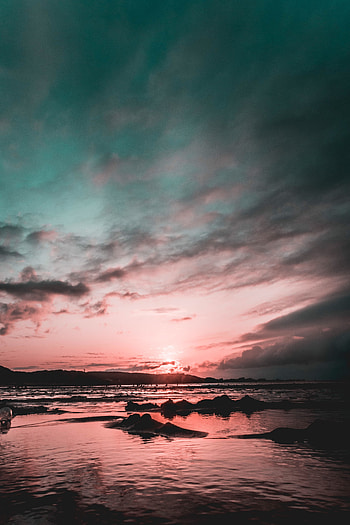Nature, Sunset, Beach, Sand, Shore, Bank, Ocean, Sunlight, Sun Rays, Shallow Water, Shoal HD phone wallpaper