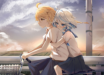 Genshin Impact : Furina and Aether's Serene Sunset Moment, Genshin Impact, Furina (Genshin Impact), Aether (Genshin Impact), girl, boy HD wallpaper