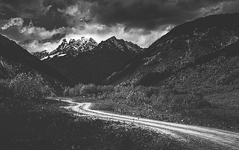 Nature, Mountains, Snow, Road, Bw, Chb, Snow Covered, Snowbound HD wallpaper