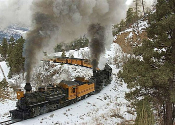 Train in Mountains, winter, , beautiful, train, mountains HD wallpaper