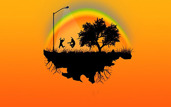 People, Trees, Vector, Island, Bounce, Jump, Emotions HD wallpaper